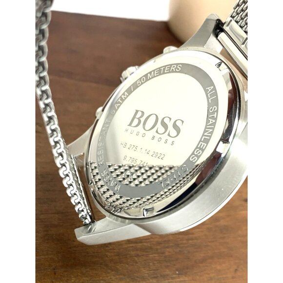 Hugo Boss Men's Watch 1513440 Quartz Chronograph Gray Dial Silver Steel 41mm - Picture 6 of 13